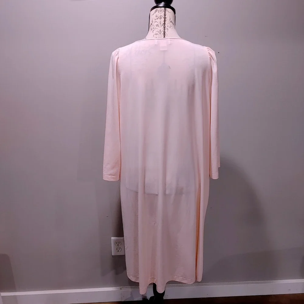 Romantic Vtg Shadowline Pink Floral Embroidered Nightgown Light Wedding 1X